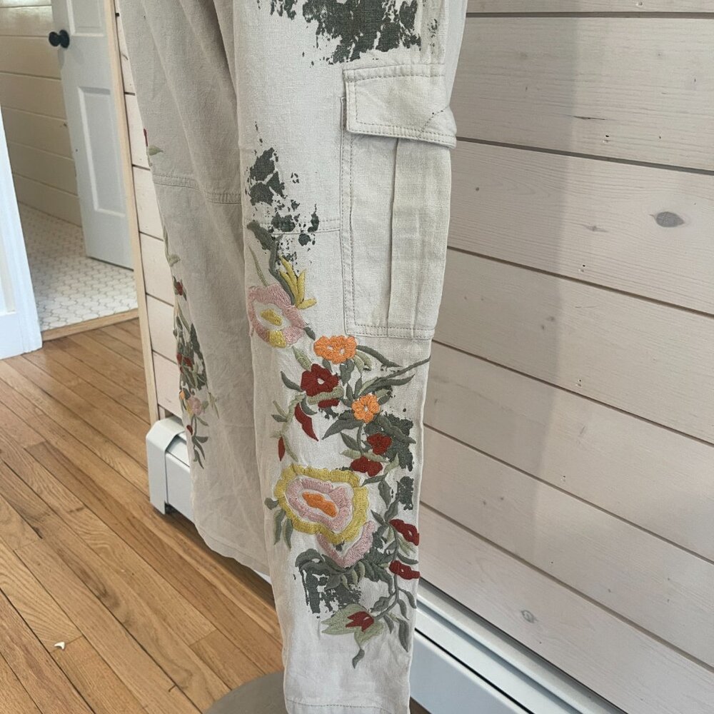 Anthropologie Pilcro Botanical Slim Linen Beach Cargo Pants NWT Size… - Picture 7 of 11